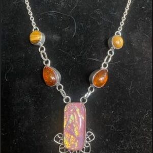Elegant Silver and Amber Necklace
